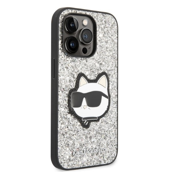 Futrola za Apple iPhone 14 Pro, Karl Lagerfeld, Glitter Choupette Patch, Srebrna