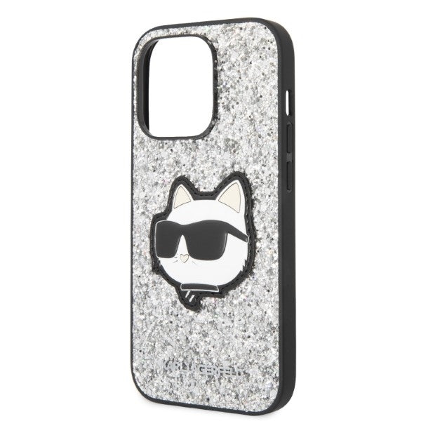 Futrola za Apple iPhone 14 Pro, Karl Lagerfeld, Glitter Choupette Patch, Srebrna