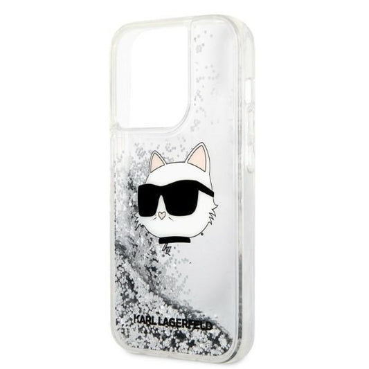 Futrola za Apple iPhone 14 Pro, Karl Lagerfeld, Glitter Choupette's Head, Srebrna