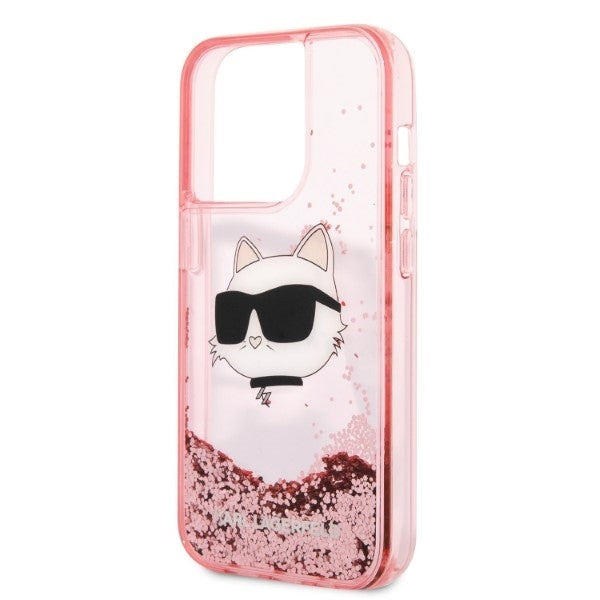 Futrola za Apple iPhone 14 Pro, Karl Lagerfeld, Glitter Choupette's Head, Roza