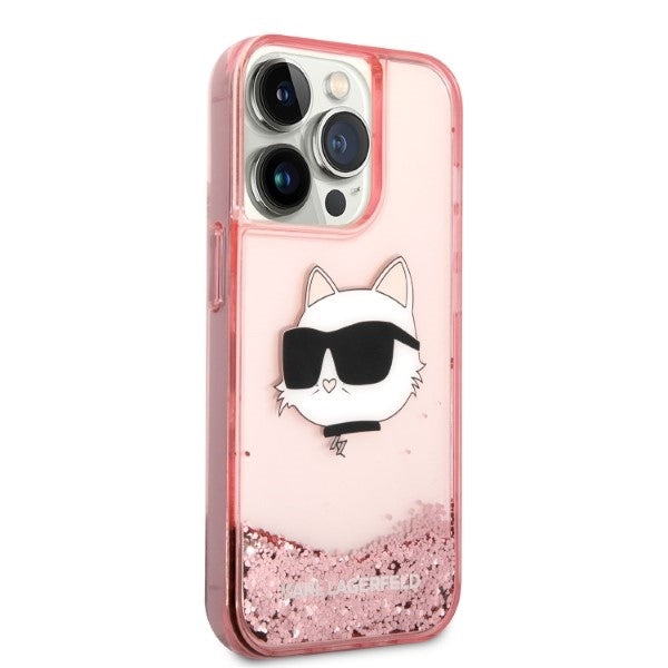 Futrola za Apple iPhone 14 Pro, Karl Lagerfeld, Glitter Choupette's Head, Roza
