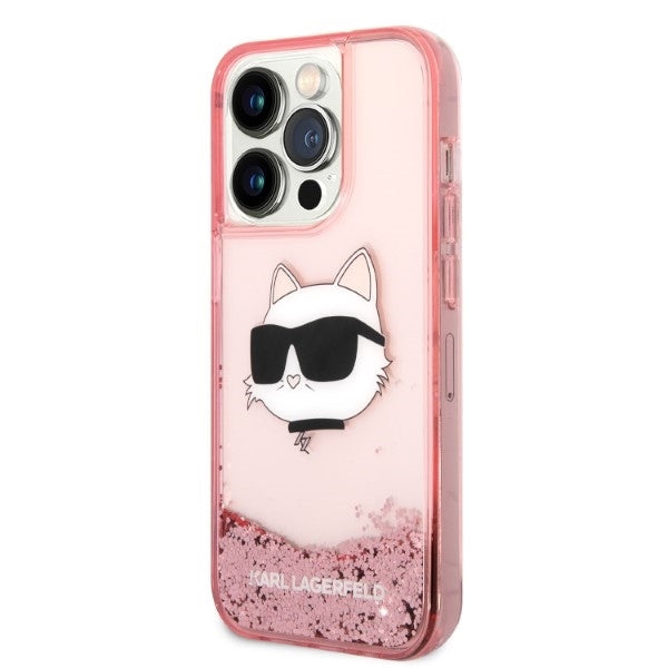 Futrola za Apple iPhone 14 Pro, Karl Lagerfeld, Glitter Choupette's Head, Roza