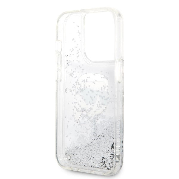 Futrola za Apple iPhone 14 Pro, Karl Lagerfeld, Glitter Karl's Head, Srebrna