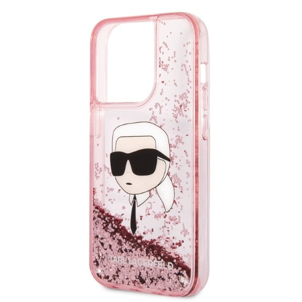 Futrola za Apple iPhone 14 Pro, Karl Lagerfeld, Glitter Karl's Head, Roza
