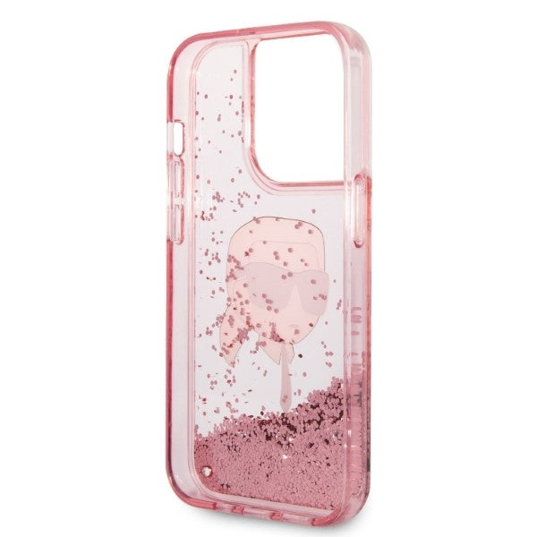 Futrola za Apple iPhone 14 Pro, Karl Lagerfeld, Glitter Karl's Head, Roza