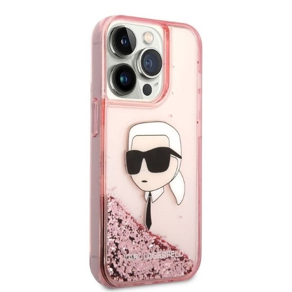 Futrola za Apple iPhone 14 Pro, Karl Lagerfeld, Glitter Karl's Head, Roza