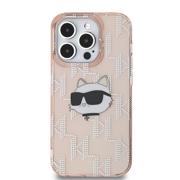 Futrola za Apple iPhone 14 Pro, Karl Lagerfeld, IML Luxury Monogram Choupette's Head, Roza