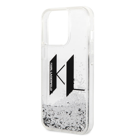 Futrola za Apple iPhone 14 Pro, Karl Lagerfeld, Liquid Glitter Big KL, Srebrna