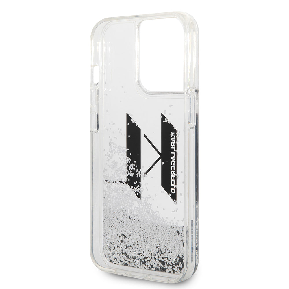 Futrola za Apple iPhone 14 Pro, Karl Lagerfeld, Liquid Glitter Big KL, Srebrna
