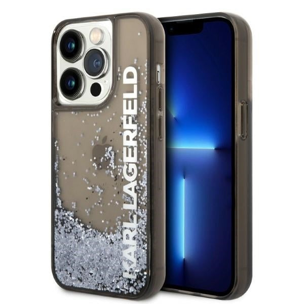 Futrola za Apple iPhone 14 Pro, Karl Lagerfeld, Liquid Glitter KL Logo, Crna