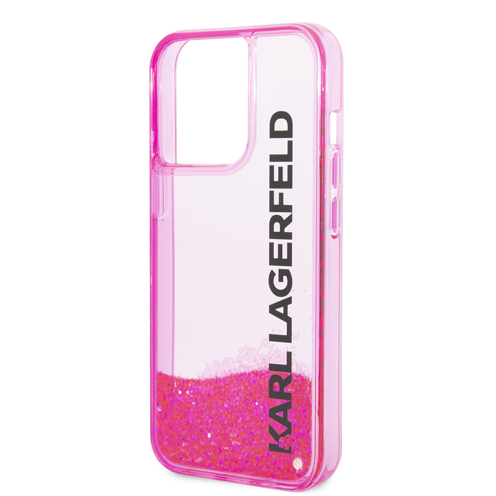 Futrola za Apple iPhone 14 Pro, Karl Lagerfeld, Liquid Glitter KL Logo, Roza