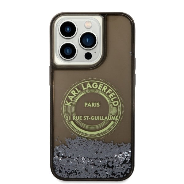 Futrola za Apple iPhone 14 Pro, Karl Lagerfeld, Liquid Glitter RSG, Crna