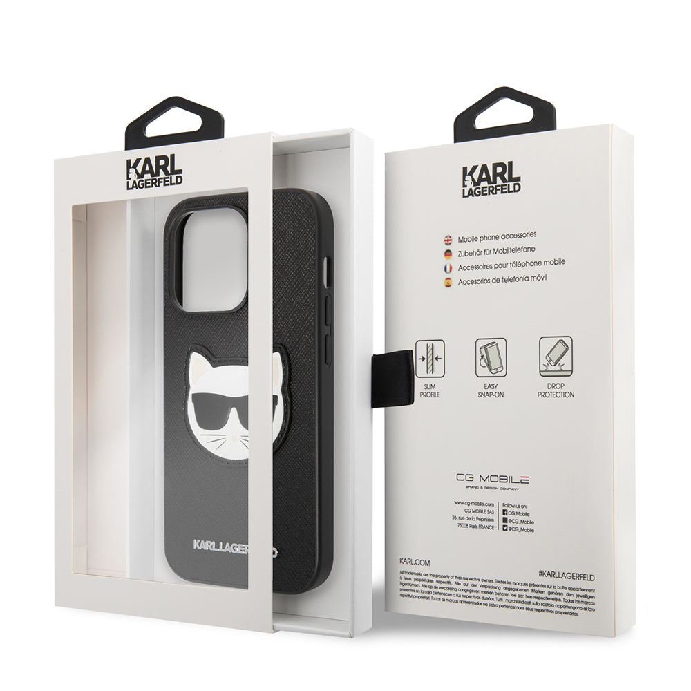 Futrola za Apple iPhone 14 Pro, Karl Lagerfeld, Saffiano Choupette's Head, Crna