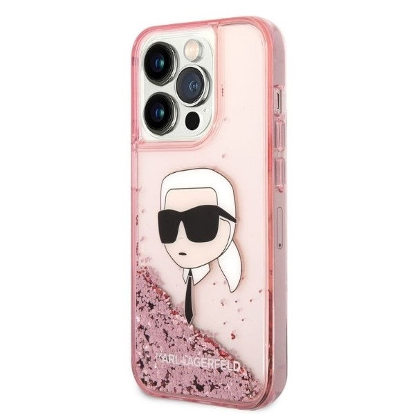 Futrola za Apple iPhone 14 Pro Max, Karl Lagerfeld, Glitter Karl's Head, Roza