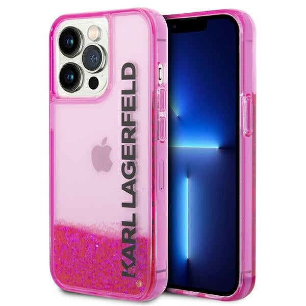 Futrola za Apple iPhone 14 Pro Max, Karl Lagerfeld, Liquid Glitter KL Logo, Roza