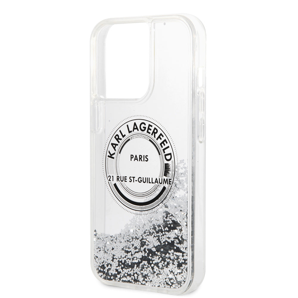 Futrola za Apple iPhone 14 Pro Max, Karl Lagerfeld, Liquid Glitter RSG, Srebrna