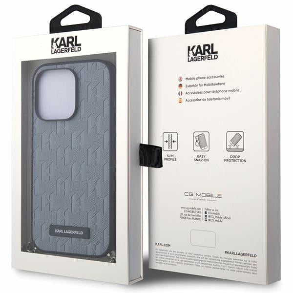 Futrola za Apple iPhone 14 Pro Max, Karl Lagerfeld, Saffiano Monogram Chain, Srebrna