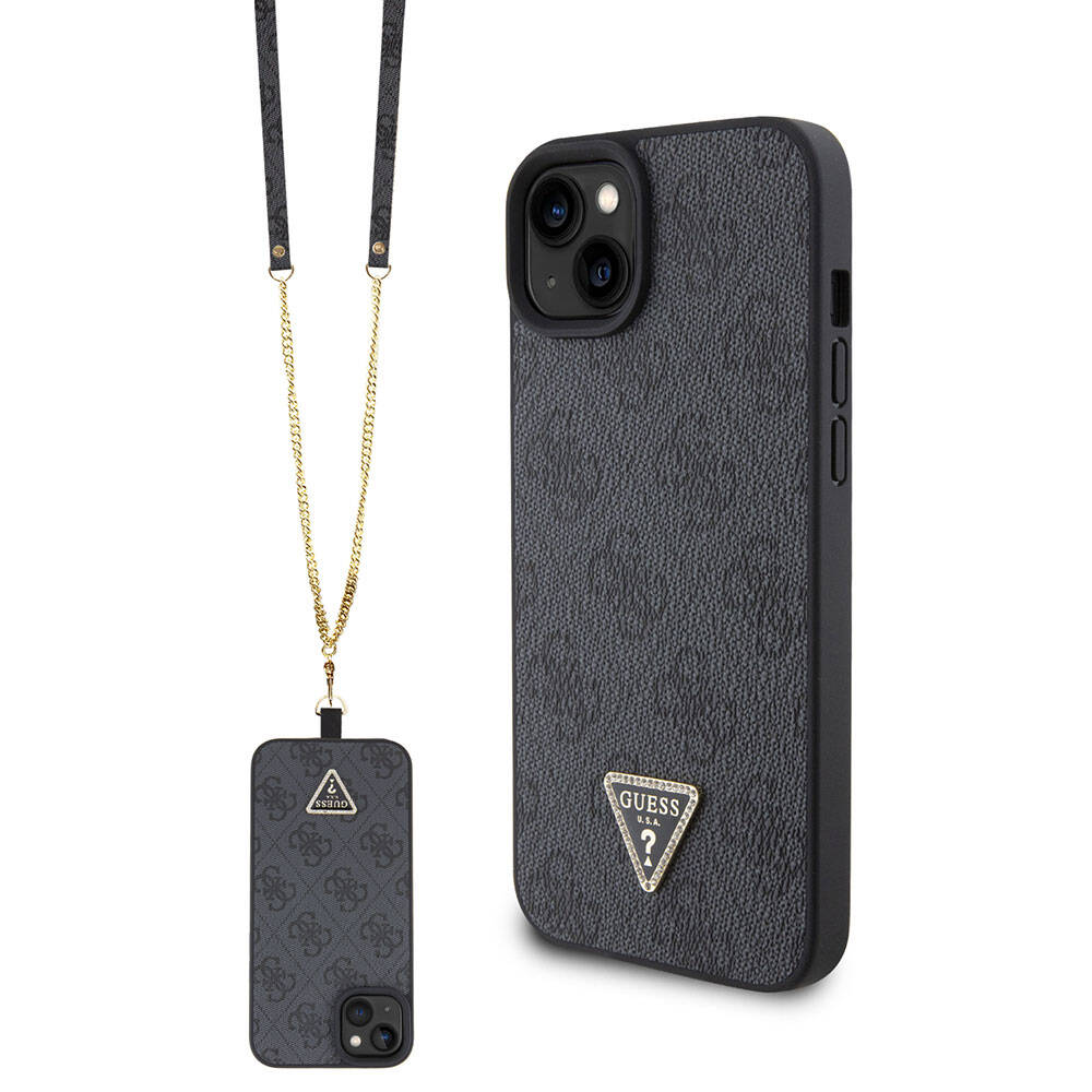 Futrola za Apple iPhone 15 / 14, Guess, Crossbody 4G Metal Logo, Crna