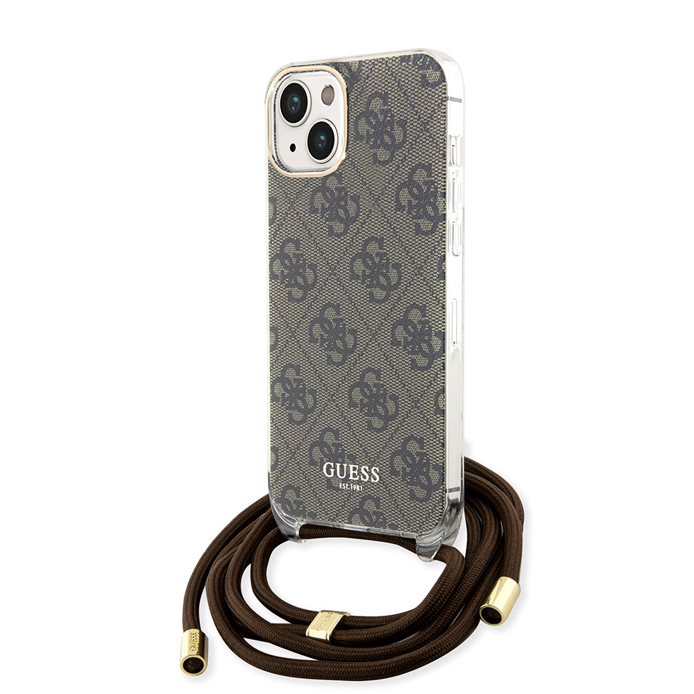 Futrola za Apple iPhone 15, Guess, 4G IML Printed Crossbody, Smeđa