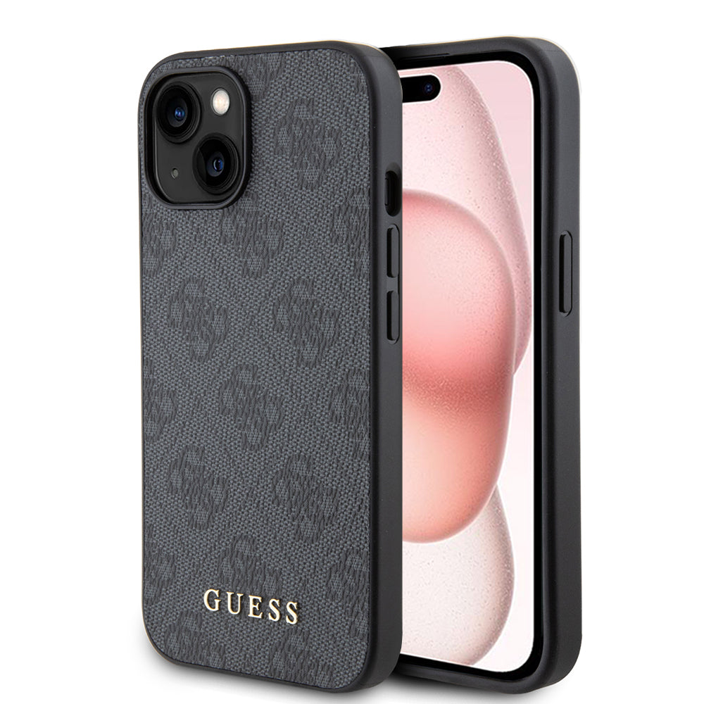 Futrola za Apple iPhone 15, Guess, 4G Metal Gold Logo, Siva