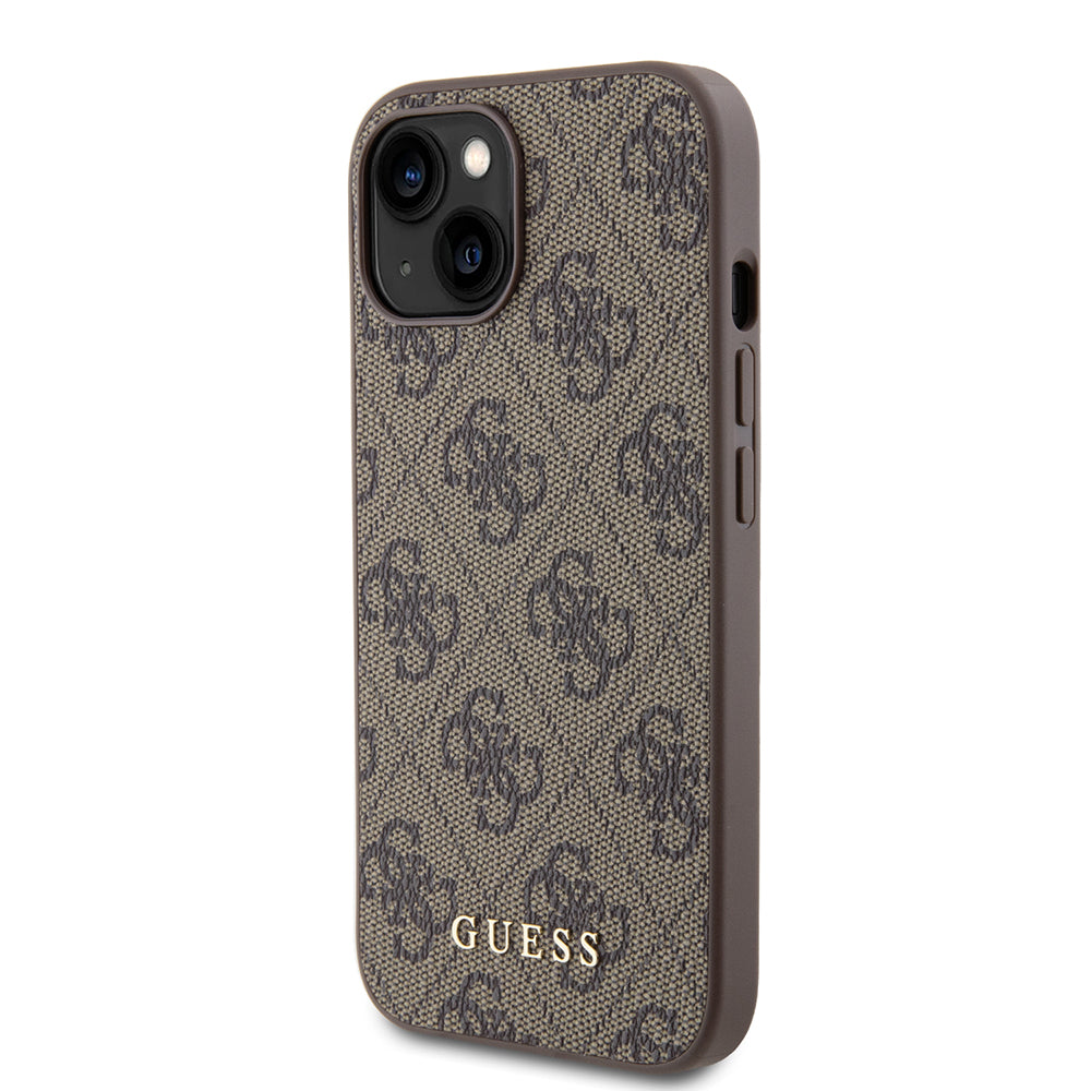 Futrola za Apple iPhone 15, Guess, 4G Metal Gold Logo, Smeđa