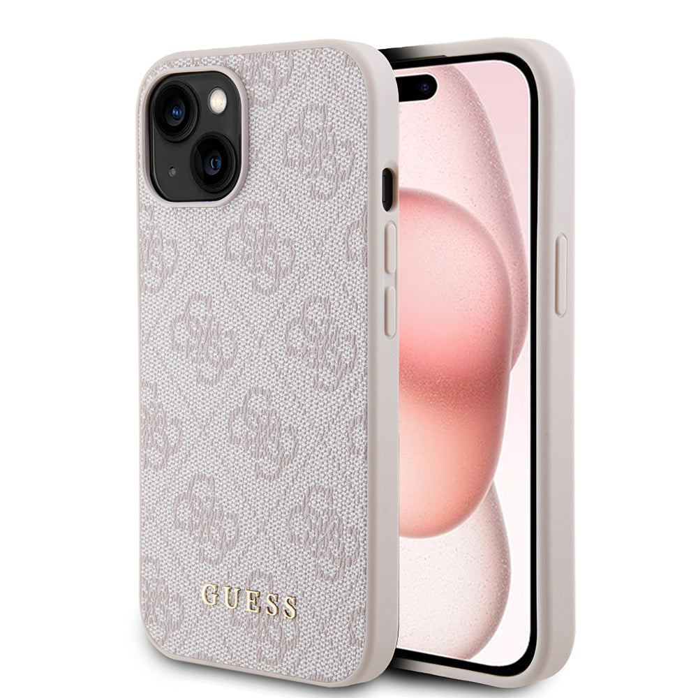 Futrola za Apple iPhone 15, Guess, 4G Metal Gold Logo, Roza