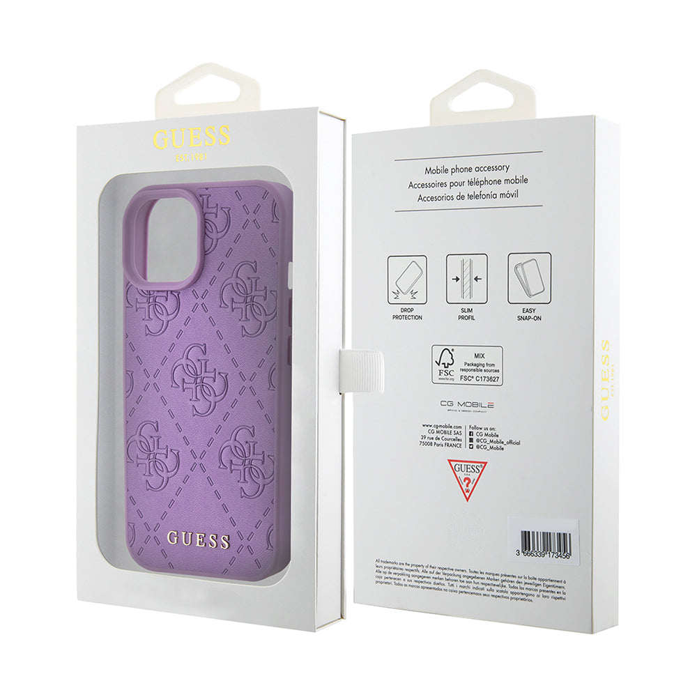 Futrola za Apple iPhone 15, Guess, 4G Stamped, Svijetlo ljubičasta