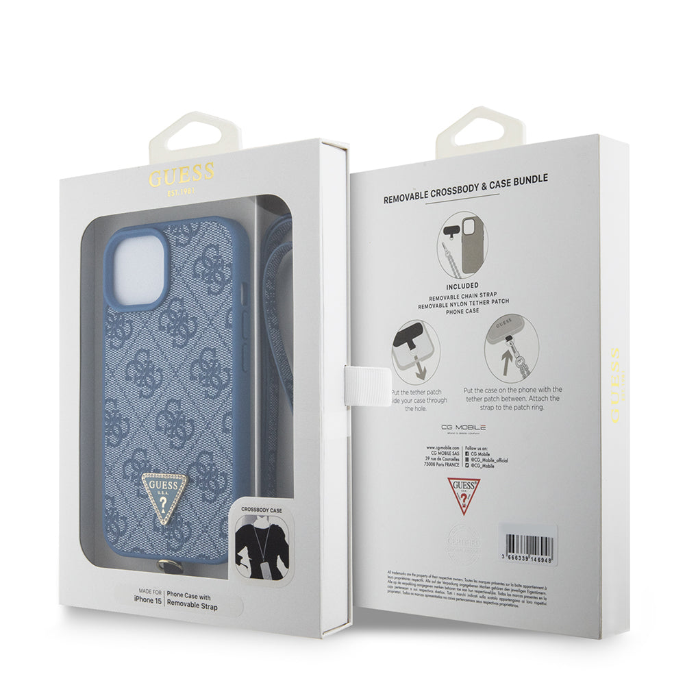 Futrola za Apple iPhone 15, Guess, Crossbody 4G Metal Logo, Plava