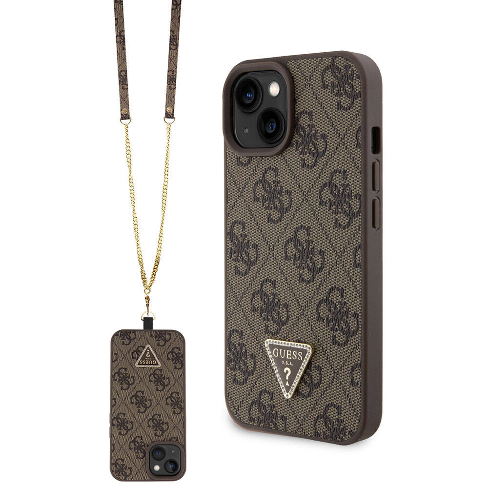 Futrola za Apple iPhone 15, Guess, Crossbody 4G Metal Logo, Smeđa