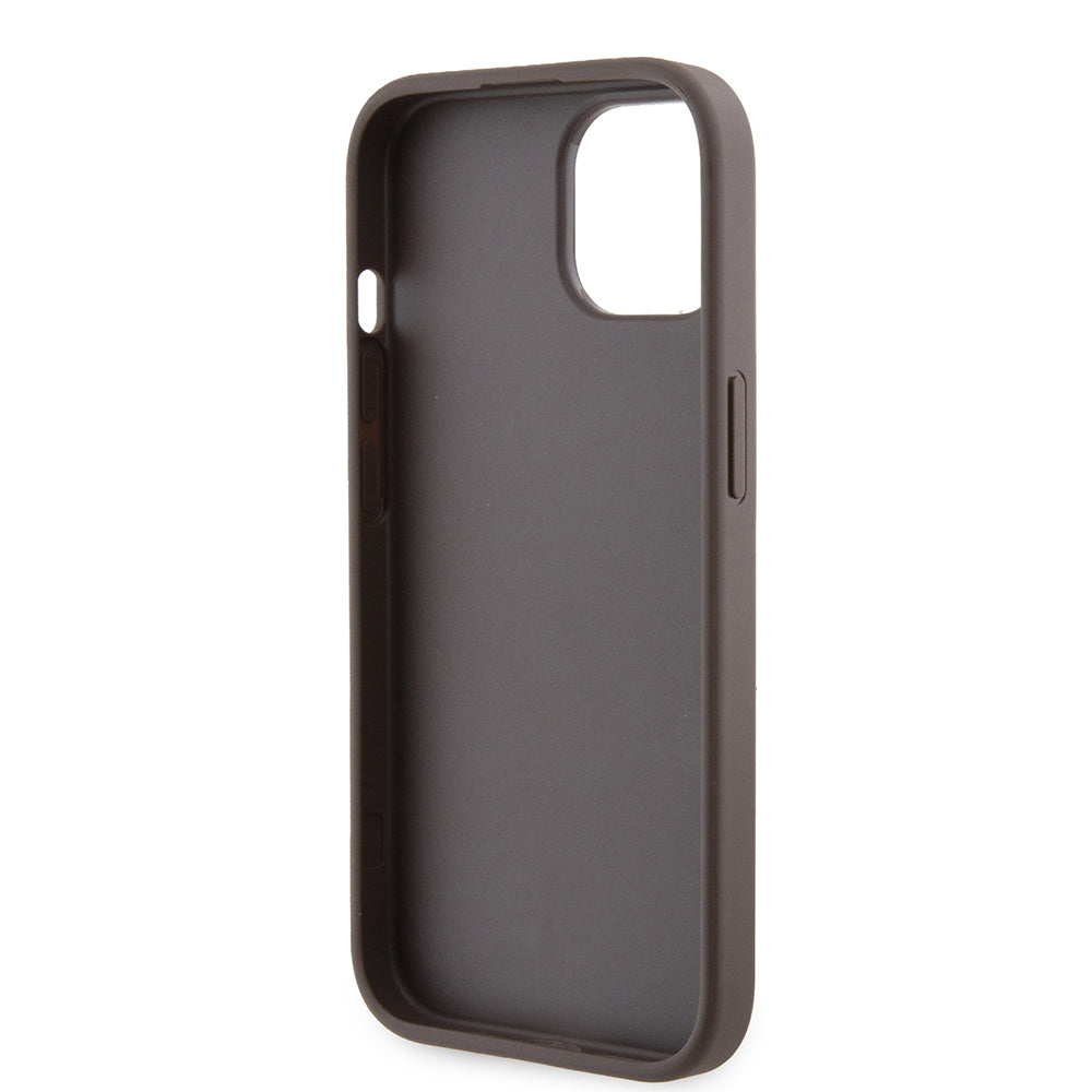 Futrola za Apple iPhone 15, Guess, Grip Stand 4G Triangle Strass, Smeđa