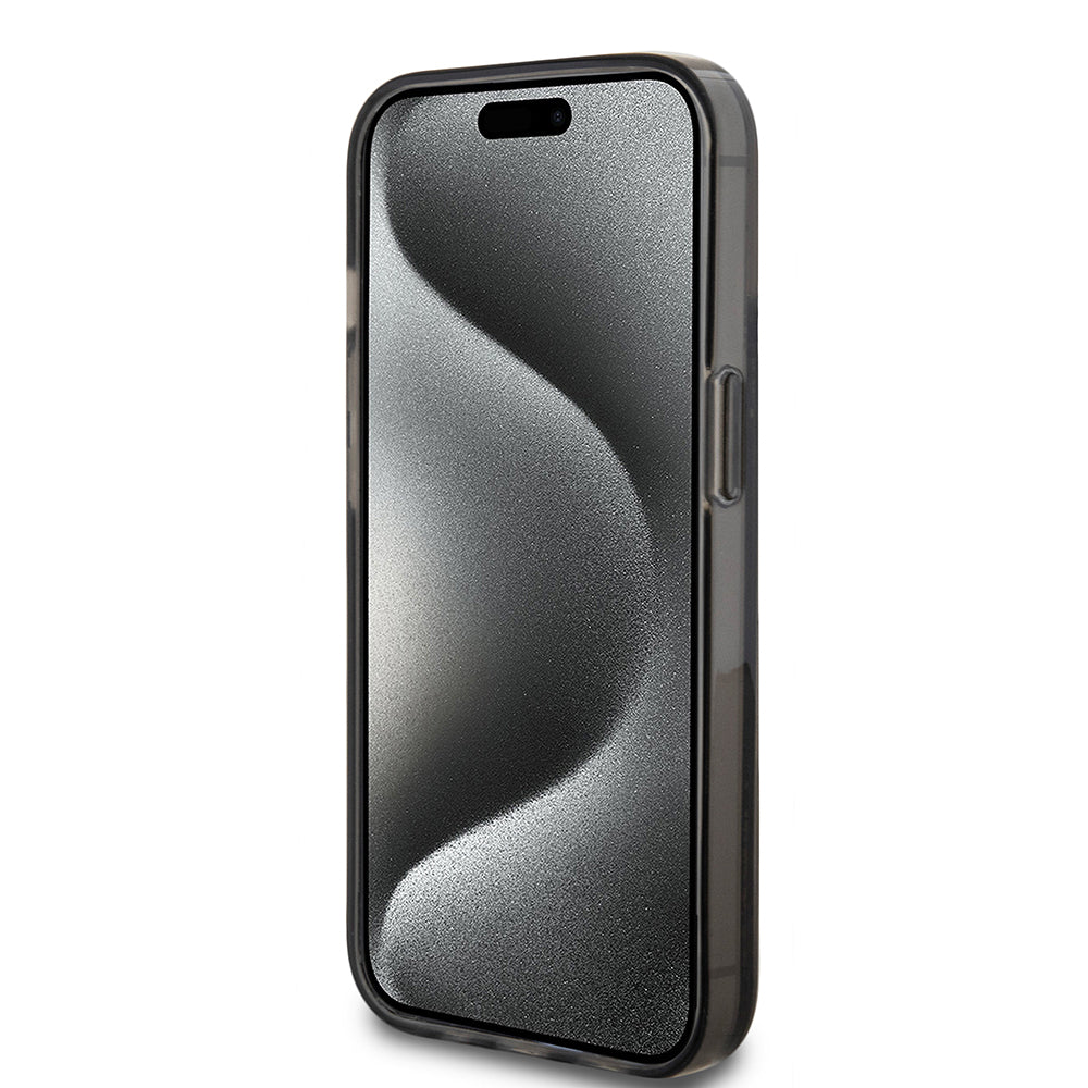 Futrola za Apple iPhone 15, Guess, Liquid Glitter Gold Stripes, Crna