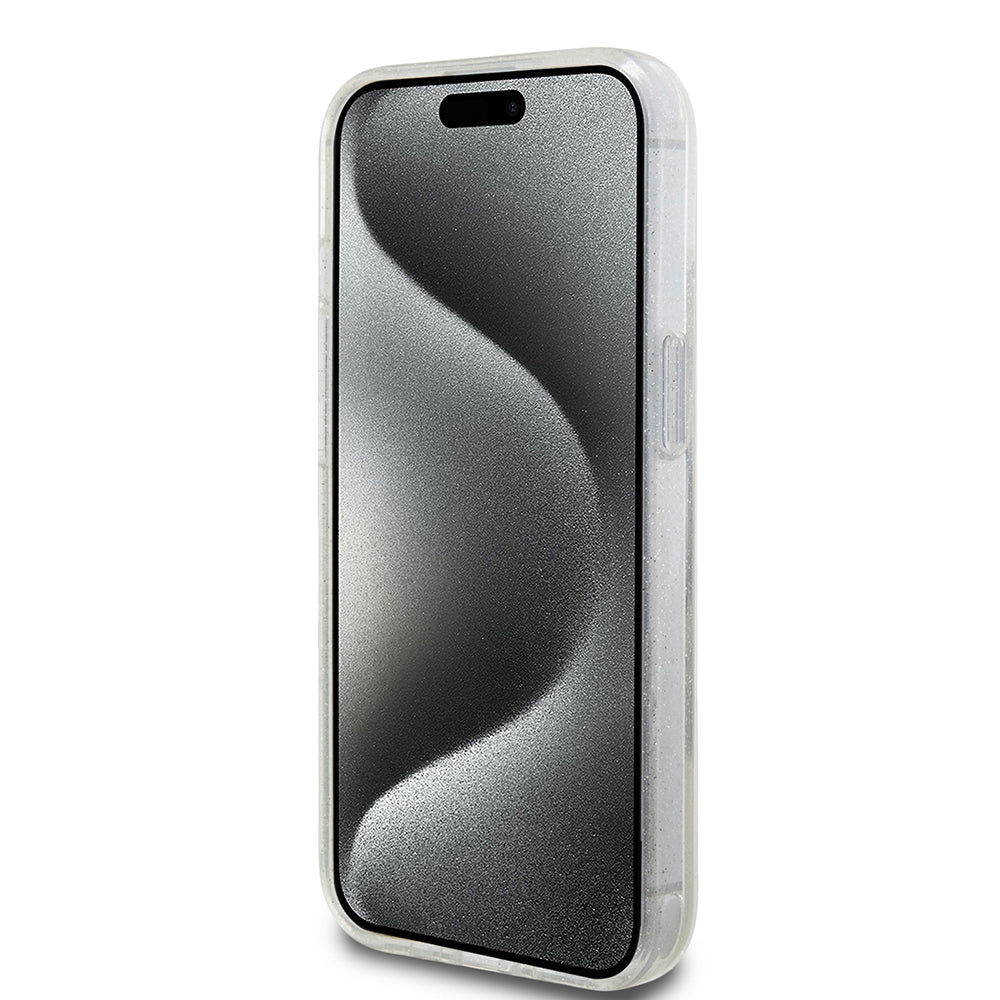Futrola za Apple iPhone 15, Guess, Liquid Glitter Gold Stripes, Prozirna