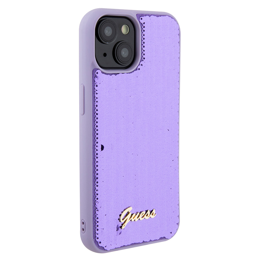 Futrola za Apple iPhone 15, Guess, Sequin Script Metal, Ljubičasta