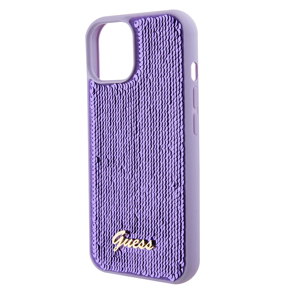 Futrola za Apple iPhone 15, Guess, Sequin Script Metal, Ljubičasta