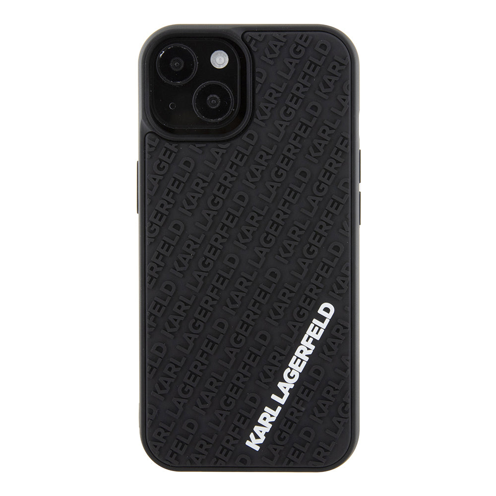 Futrola za Apple iPhone 15, Karl Lagerfeld, 3D Rubber Multi Logo, Crna