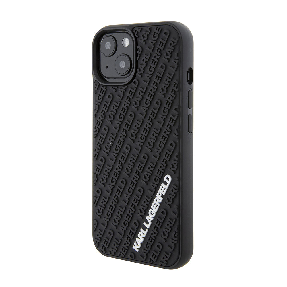 Futrola za Apple iPhone 15, Karl Lagerfeld, 3D Rubber Multi Logo, Crna