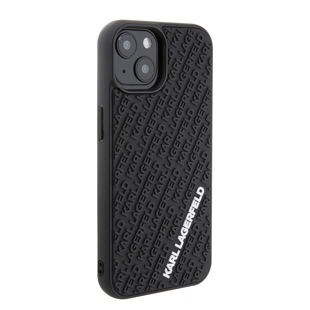 Futrola za Apple iPhone 15, Karl Lagerfeld, 3D Rubber Multi Logo, Crna
