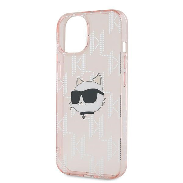 Futrola za Apple iPhone 15, Karl Lagerfeld, IML Luxury Monogram Choupette's Head, Roza