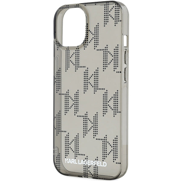 Futrola za Apple iPhone 15, Karl Lagerfeld, IML luksuzni monogram KL uzorak sa trakom, Crna