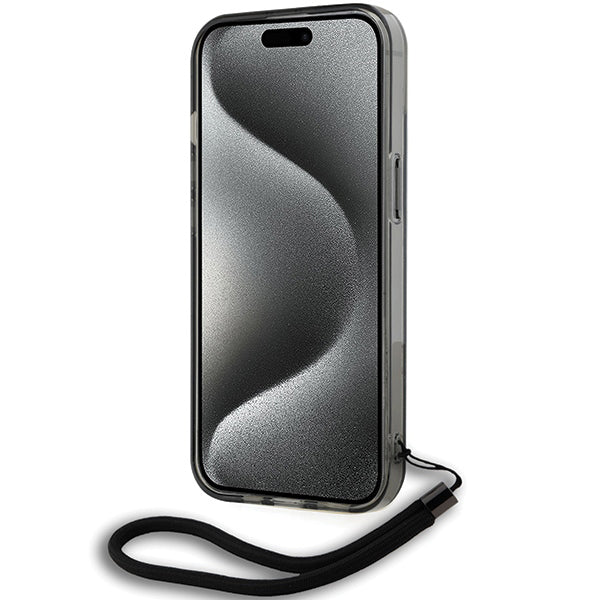 Futrola za Apple iPhone 15, Karl Lagerfeld, IML luksuzni monogram KL uzorak sa trakom, Crna