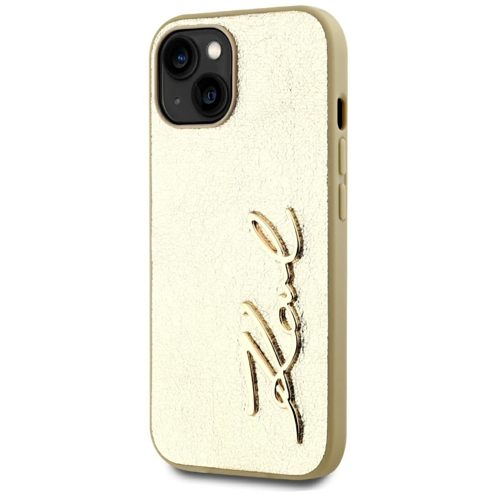 Futrola za Apple iPhone 15, Karl Lagerfeld, Metal Signature, Zlatna