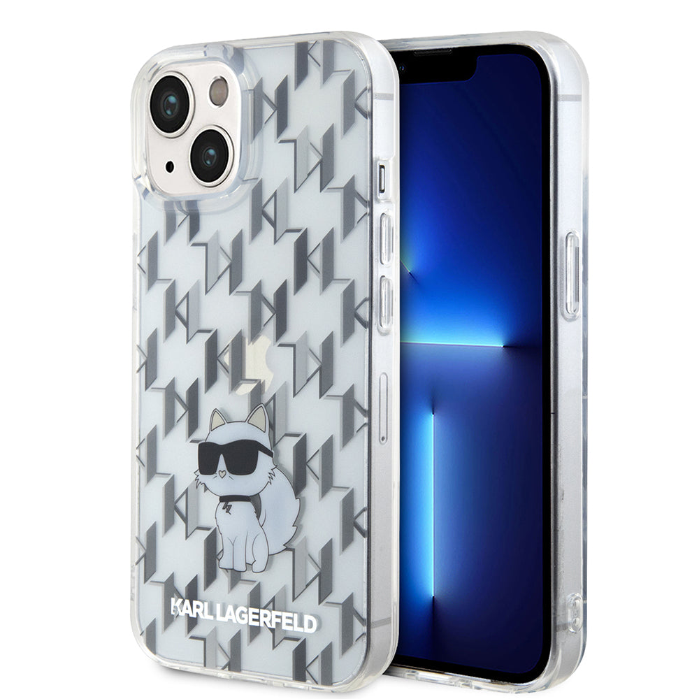 Futrola za Apple iPhone 15, Karl Lagerfeld, Monogram Choupette, Prozirna