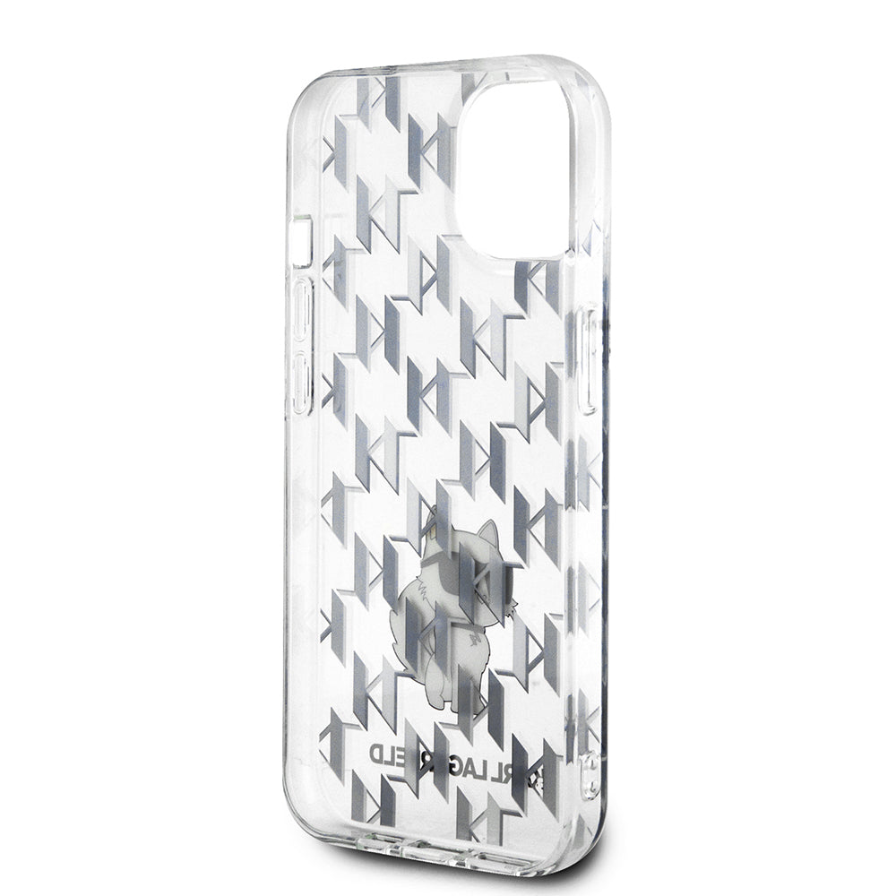 Futrola za Apple iPhone 15, Karl Lagerfeld, Monogram Choupette, Prozirna