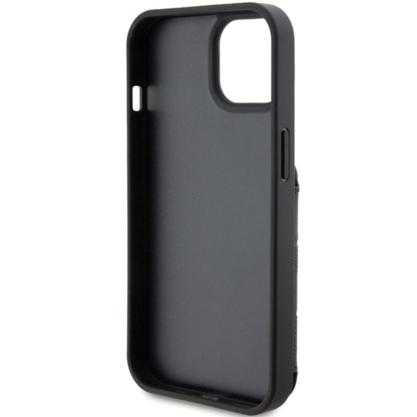 Futrola za Apple iPhone 15, Karl Lagerfeld, Saffiano Cardslots and Stand Monogram Choupette, Crna