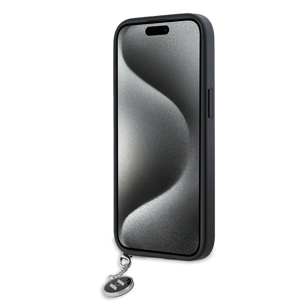 Futrola za Apple iPhone 15, Karl Lagerfeld, Saffiano Rhinestones & Charm, Crna
