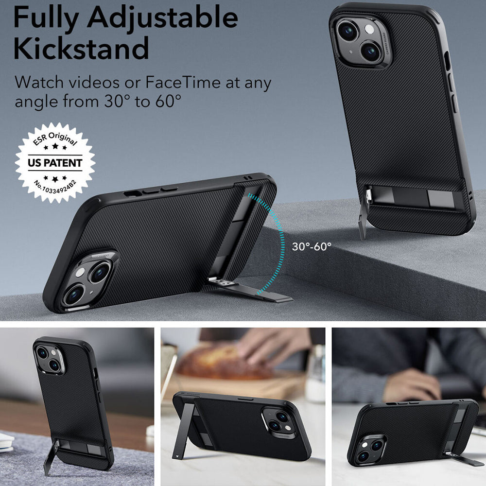 Futrola za Apple iPhone 15 Plus, ESR, Air Shield Boost Kickstand, Crna