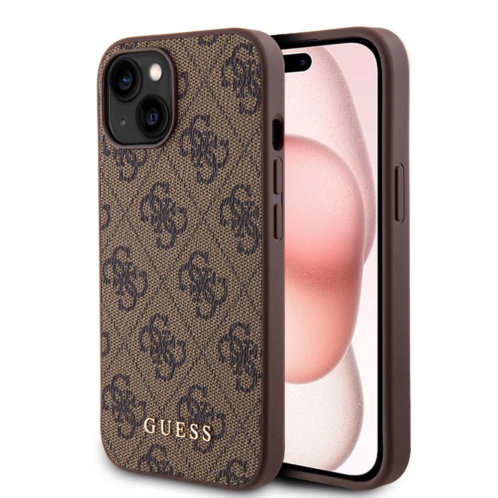 Futrola za Apple iPhone 15 Plus, Guess, 4G Metal Gold Logo, Smeđa