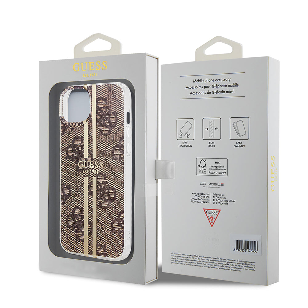 Futrola za Apple iPhone 15 Plus, Guess, IML 4G Gold Stripe, Smeđa