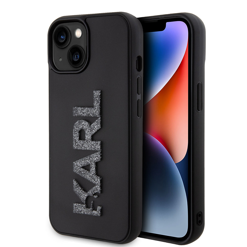 Futrola za Apple iPhone 15 Plus, Karl Lagerfeld, 3D Rubber Glitter Logo, Crna