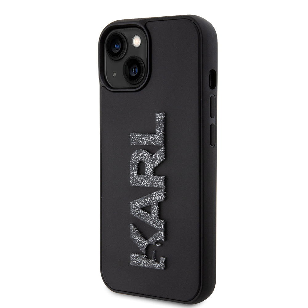 Futrola za Apple iPhone 15 Plus, Karl Lagerfeld, 3D Rubber Glitter Logo, Crna